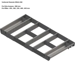 Unutarnja organizacija ladice ORGA LINE / Nehrđajući čelik - set