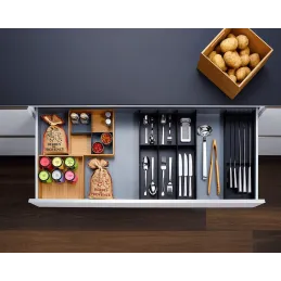 Pribor posuda za ladicu LiniQ 500 - 600 mm / Jasensko Crna