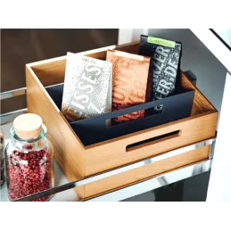 Pravokutna kutija s ručkama za ladicu LiniQ / Crni jasen