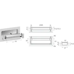 Ugradbeni profil za ručku MANGA 2000 mm / Aluminij