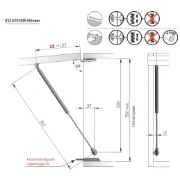 Plinski podizni cilindar 355 mm / Sivi