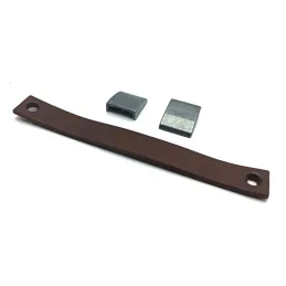 Kožna ručka LEATY / Starosrebrna - smeđa koža