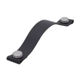 Kožnata ručka DISTANC / Aluminij - crna koža