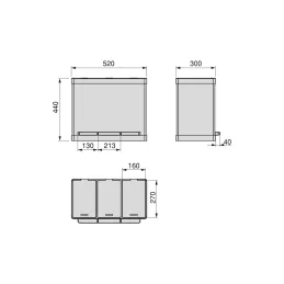 Kanta za smeće GALEON 3 x 9L / Nehrđajući čelik