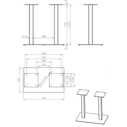 Stolni podnož EUROPE DUO / Srebrna