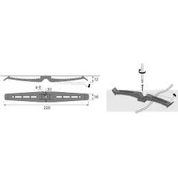 Obostrani držač za kabele za stol / Siva