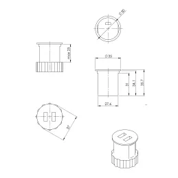 Interijer 2 x USB punjač za stol 35 mm / Crna mat