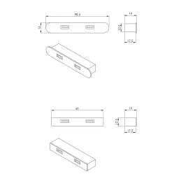 2 x USB modul za punjenje za namještaj / Crna mat