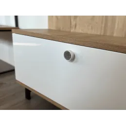 Drvena ručka knop ARSIA / Bijela - uzorak rešetke