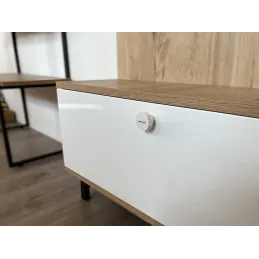 Drvena ručkica knopka ARSIA / Bijela - motiv algi