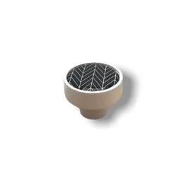 Drvena ručka knopka ARSIA / Bijela - motiv crna jela