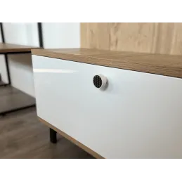 Drvena ručka knopka ARSIA / Bijela - motiv crna jela