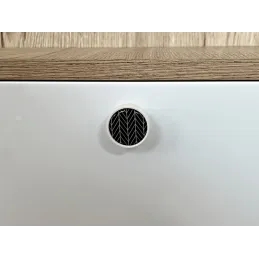 Drvena ručka knopka ARSIA / Bijela - motiv crna jela