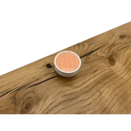 Drvena ručka knopka ARSIA / Bijela - motiv narančasta jela