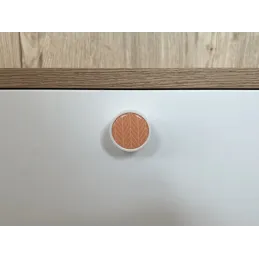 Drvena ručka knopka ARSIA / Bijela - motiv narančasta jela