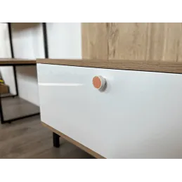 Drvena ručka knopka ARSIA / Bijela - motiv narančasta jela