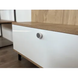 Drvena ručka knopka ARSIA / Bijela - motiv siva jela