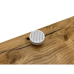 Drvena ručka knopka ARSIA / Bijela - motiv bijele jele