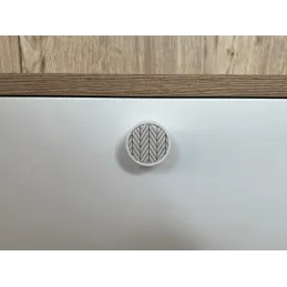 Drvena ručka knopka ARSIA / Bijela - motiv bijele jele