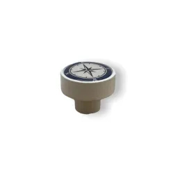Drvena ručkica knopka ARSIA / Bijela - motiv kompas