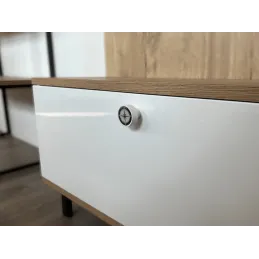 Drvena ručkica knopka ARSIA / Bijela - motiv kompas