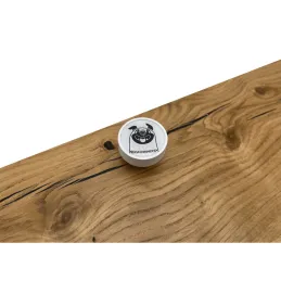 Drvena ručkica knopka ARSIA / Bijela - motiv buldog