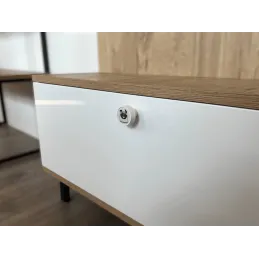 Drvena ručkica knopka ARSIA / Bijela - motiv buldog