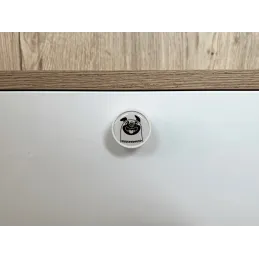 Drvena ručkica knopka ARSIA / Bijela - motiv buldog