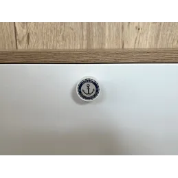 Drvena ručkica knopka ARSIA / Bijela - motiv sidro