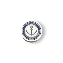 Drvena ručkica knopka ARSIA / Bijela - motiv sidro