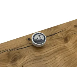 Drvena ručka knopka ARSIA / Bijela - motiv brodić