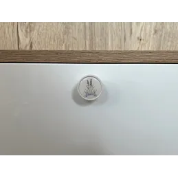 Drvena ručka knopka ARSIA / Bijela - motiv lavanda