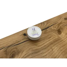 Drvena ručka knopka ARSIA / Bijela - motiv lavanda