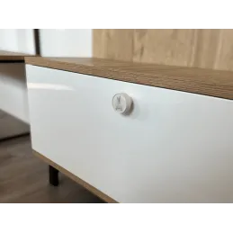 Drvena ručka knopka ARSIA / Bijela - motiv lavanda