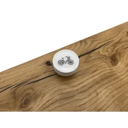 Drvena ručkica gumb ARSIA / Bijela - motiv bicikl
