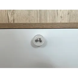 Drvena ručkica gumb ARSIA / Bijela - motiv bicikl