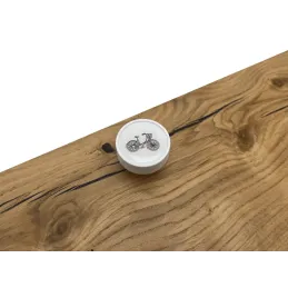 Drvena ručkica gumb ARSIA / Bijela - motiv bicikl