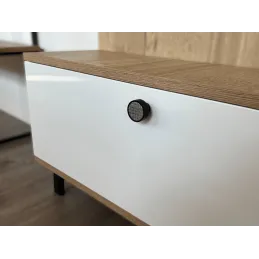 Drvena ručka knopka ARSIA / Crna - uzorak rešetke