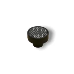 Drvena ručka knopka ARSIA / Crna - motiv crna jela