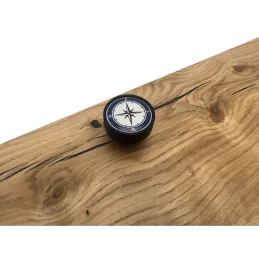 Drvena ručka knopka ARSIA / Crna - motiv kompas