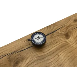 Drvena ručka knopka ARSIA / Crna - motiv kompas