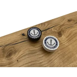 Drvena ručka knopka ARSIA / Crna - motiv sidro