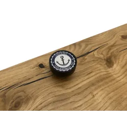 Drvena ručka knopka ARSIA / Crna - motiv sidro