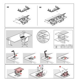 Izlazna električna utičnica POP-UP dvostruka 4x230V / Crna mat