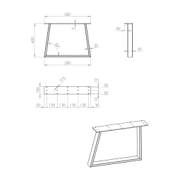 Noge za konferencijski stol MONO - par / Crna mat