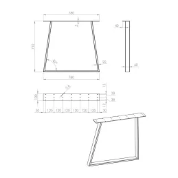 Stolne noge MONO - par / Crna mat