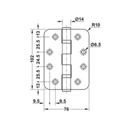 Zglobna šarka za bezfalna unutarnja vrata / Crni nehrđajući čelik