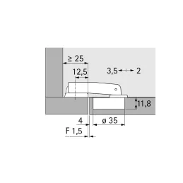 Kratka šarka s podloškom 90° PERFEKT W90