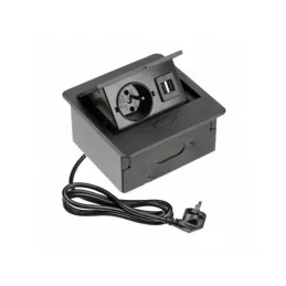 Izvlačna električna utičnica BOX MINI 1x230V + 2xUSB A+C / Crna