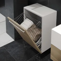 Košara za rublje s preklopnim mehanizmom / siva plastika